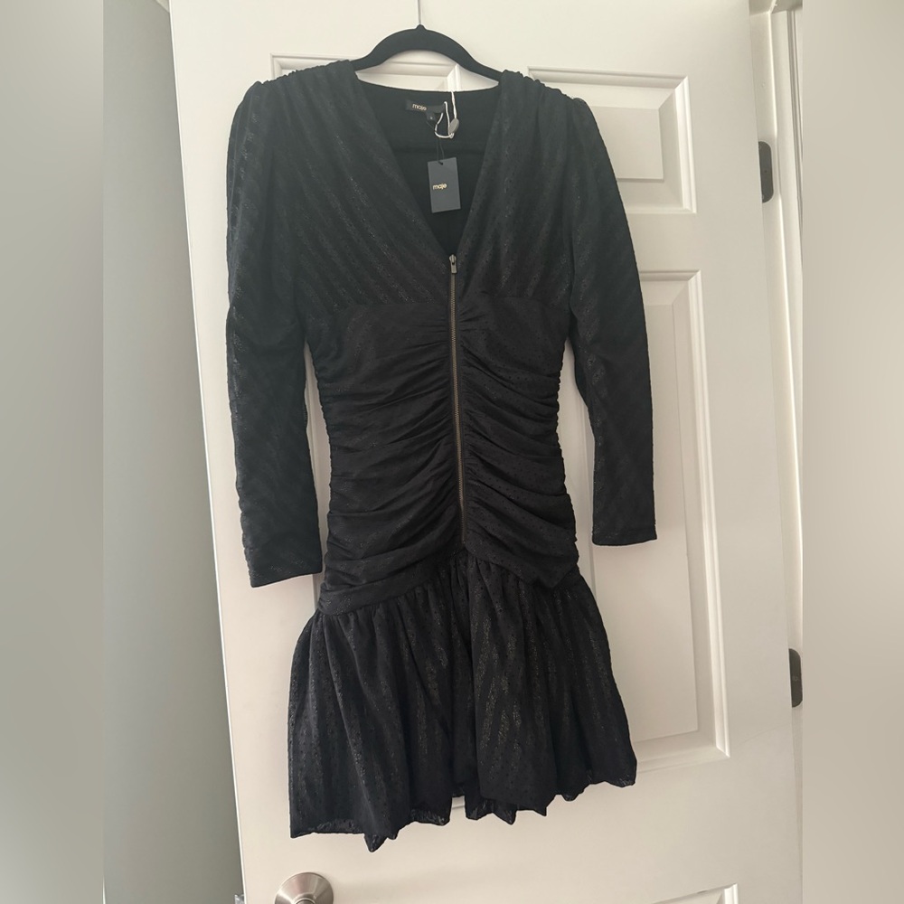 Maje Black Textured Dress